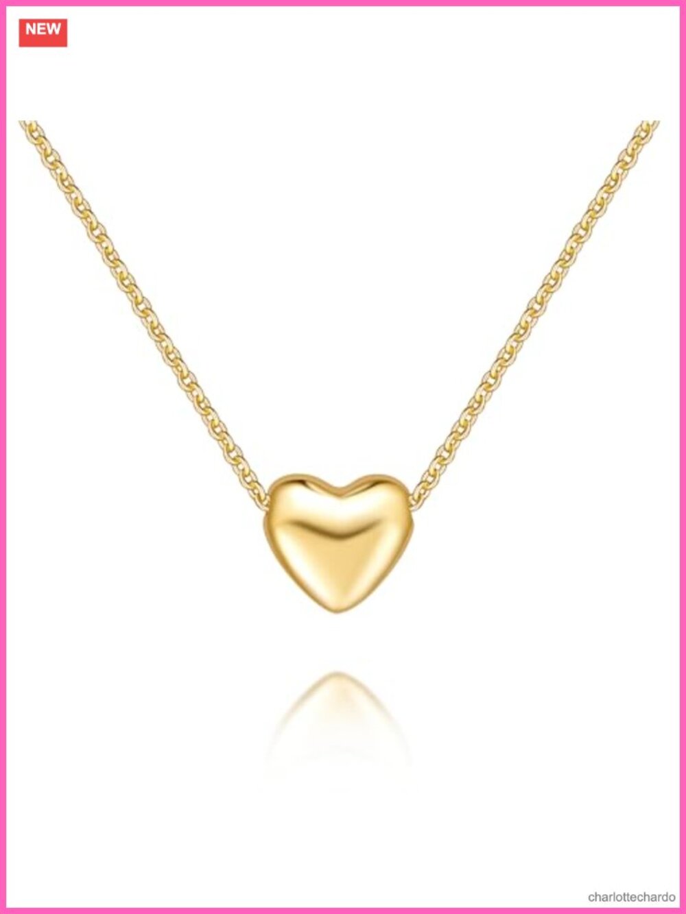 14K Gold Plated Heart Pendant Necklace for Women Dainty Charm